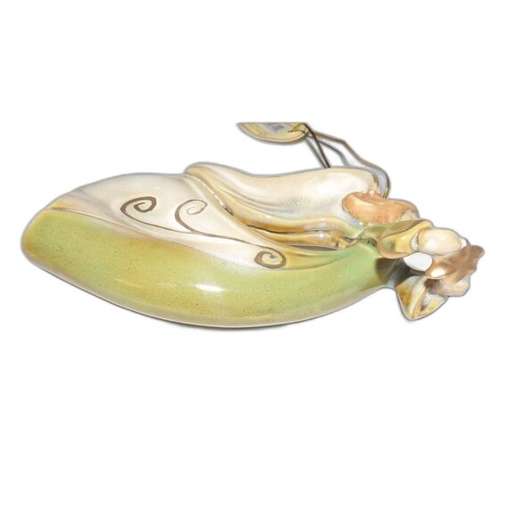 NWT TII Collections Angel Ornament Ceramic Gold Trimming Holding a Star - Picture 4 of 7